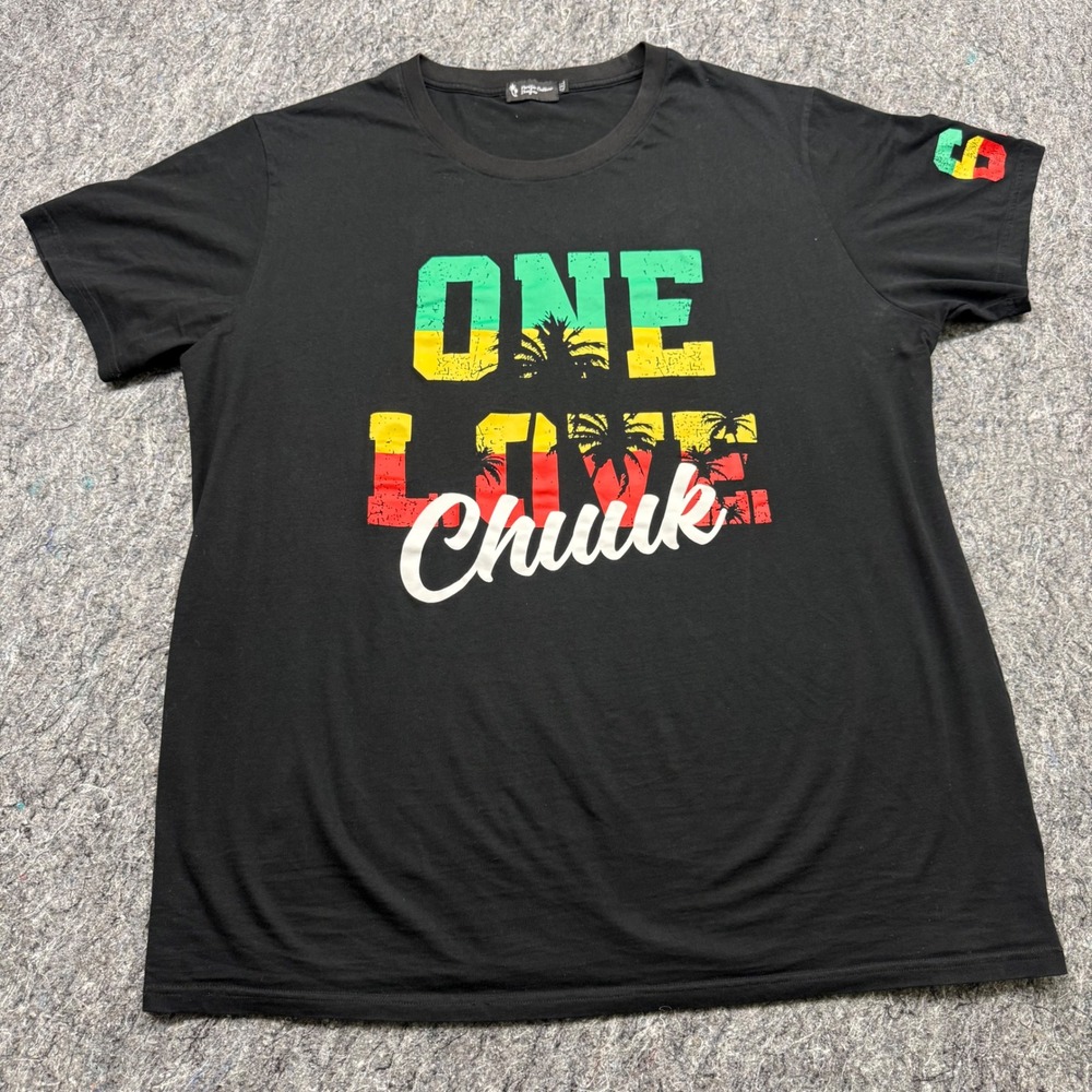 Pacific Culture Designs One Love Chuuk T-Shirt Black Mens 4XL Rasta Colors Tee